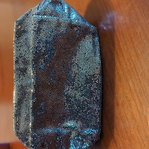 Silver glitter makeup bag